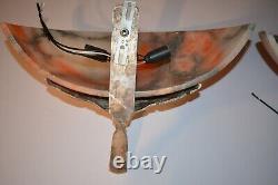 Paire de appliques murales en bronze argenté et alabastre Art Déco luminaires vintage