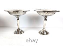 Paire de bonbonnières sur pied en argent massif Preisner vintage