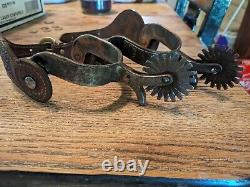 Paire de bottes western anciennes avec incrustations d'argent (non marquées)