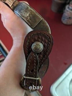 Paire de bottes western anciennes avec incrustations d'argent (non marquées)