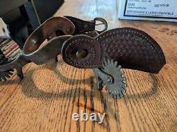 Paire de bottes western anciennes avec incrustations d'argent (non marquées)