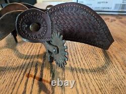 Paire de bottes western anciennes avec incrustations d'argent (non marquées)