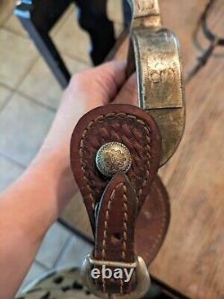 Paire de bottes western anciennes avec incrustations d'argent (non marquées)