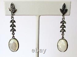 Paire de boucles d'oreilles vintage en argent sterling et nacre / Mariage / Boho / Hippie