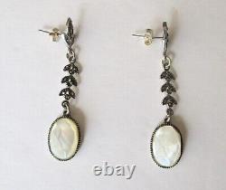 Paire de boucles d'oreilles vintage en argent sterling et nacre / Mariage / Boho / Hippie