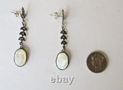 Paire de boucles d'oreilles vintage en argent sterling et nacre / Mariage / Boho / Hippie