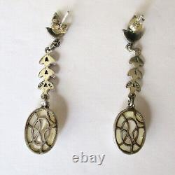 Paire de boucles d'oreilles vintage en argent sterling et nacre / Mariage / Boho / Hippie
