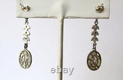 Paire de boucles d'oreilles vintage en argent sterling et nacre / Mariage / Boho / Hippie