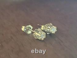 Paire de boucles d'oreilles vintage en or blanc 14 carats et diamants de 10 points