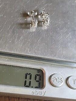 Paire de boucles d'oreilles vintage en or blanc 14 carats et diamants de 10 points