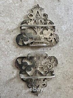Paire de boucles de ceinture d'infirmière en argent de collection datant de Birmingham 1966