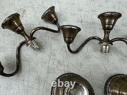 Paire de bougeoirs Fisher Silversmith en argent sterling pondéré Support 3 lumières #352