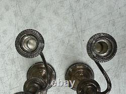 Paire de bougeoirs Fisher Silversmith en argent sterling pondéré Support 3 lumières #352