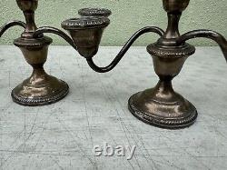 Paire de bougeoirs Fisher Silversmith en argent sterling pondéré Support 3 lumières #352