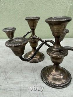 Paire de bougeoirs Fisher Silversmith en argent sterling pondéré Support 3 lumières #352