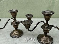 Paire de bougeoirs Fisher Silversmith en argent sterling pondéré Support 3 lumières #352