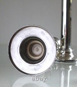 Paire de bougeoirs de colonne en argent massif sterling 925 vintage. 20cm de haut.