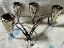 Paire de bougeoirs doubles modernes en argent 925 signée R. Rodriguez vtg