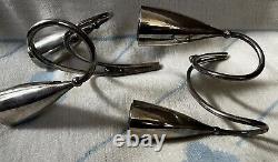 Paire de bougeoirs doubles modernes en argent 925 signée R. Rodriguez vtg