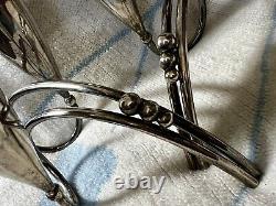 Paire de bougeoirs doubles modernes en argent 925 signée R. Rodriguez vtg
