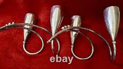 Paire de bougeoirs doubles modernes en argent 925 signée R. Rodriguez vtg