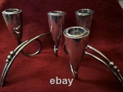 Paire de bougeoirs doubles modernes en argent 925 signée R. Rodriguez vtg