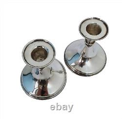 Paire de bougeoirs élégants en argent portugais 0.925 style vintage, 125 grammes
