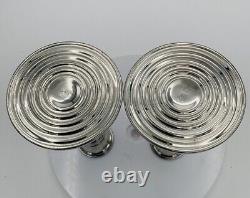 Paire de bougeoirs en argent et étain de style Empire vintage, fabriqués aux États-Unis