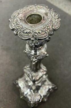 Paire de bougeoirs en argent massif autrichien GAR. 15J de 14 pouces de haut