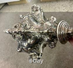 Paire de bougeoirs en argent massif autrichien GAR. 15J de 14 pouces de haut