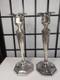 Paire De Bougeoirs En Argent Massif Vintage Rogers Bros. Héraldiques 9 Pouces De Hauteur