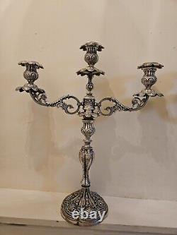 Paire de bougeoirs en argent plaqué de style baroque vintage, 12 pièces, ajustables
