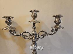 Paire de bougeoirs en argent plaqué de style baroque vintage, 12 pièces, ajustables