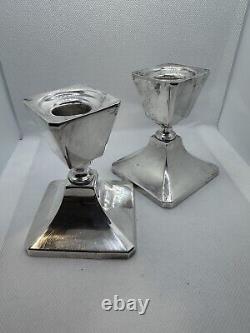 Paire de bougeoirs en argent sterling 950 vintage pondérés