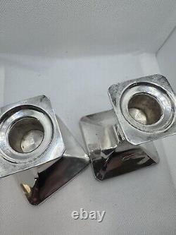 Paire de bougeoirs en argent sterling 950 vintage pondérés