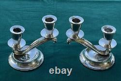 Paire de bougeoirs en argent sterling à 2 lumières de Fisher