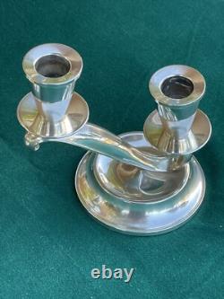 Paire de bougeoirs en argent sterling à 2 lumières de Fisher