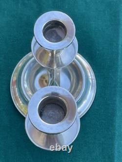 Paire de bougeoirs en argent sterling à 2 lumières de Fisher