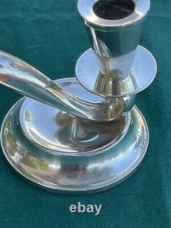 Paire de bougeoirs en argent sterling à 2 lumières de Fisher