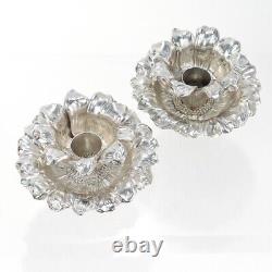 Paire de bougeoirs en argent sterling en forme de tournesol vintage de Tiffany & Co.