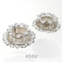 Paire de bougeoirs en argent sterling en forme de tournesol vintage de Tiffany & Co.