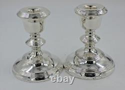 Paire de bougeoirs en argent sterling massif vintage de 12 cm de hauteur