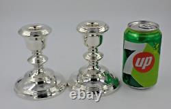 Paire de bougeoirs en argent sterling massif vintage de 12 cm de hauteur