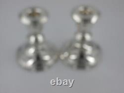 Paire de bougeoirs en argent sterling massif vintage de 12 cm de hauteur