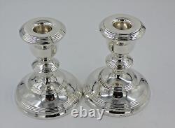 Paire de bougeoirs en argent sterling massif vintage de 12 cm de hauteur