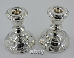 Paire de bougeoirs en argent sterling massif vintage de 12 cm de hauteur