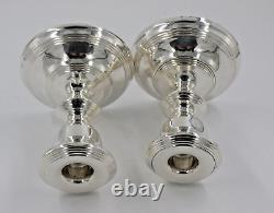 Paire de bougeoirs en argent sterling massif vintage de 12 cm de hauteur