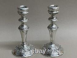 Paire de bougeoirs en argent sterling vintage Birmingham vers 1974 19 cm