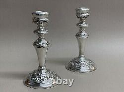 Paire de bougeoirs en argent sterling vintage Birmingham vers 1974 19 cm