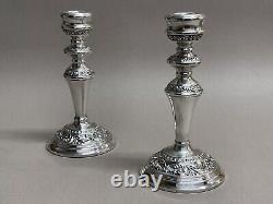 Paire de bougeoirs en argent sterling vintage Birmingham vers 1974 19 cm